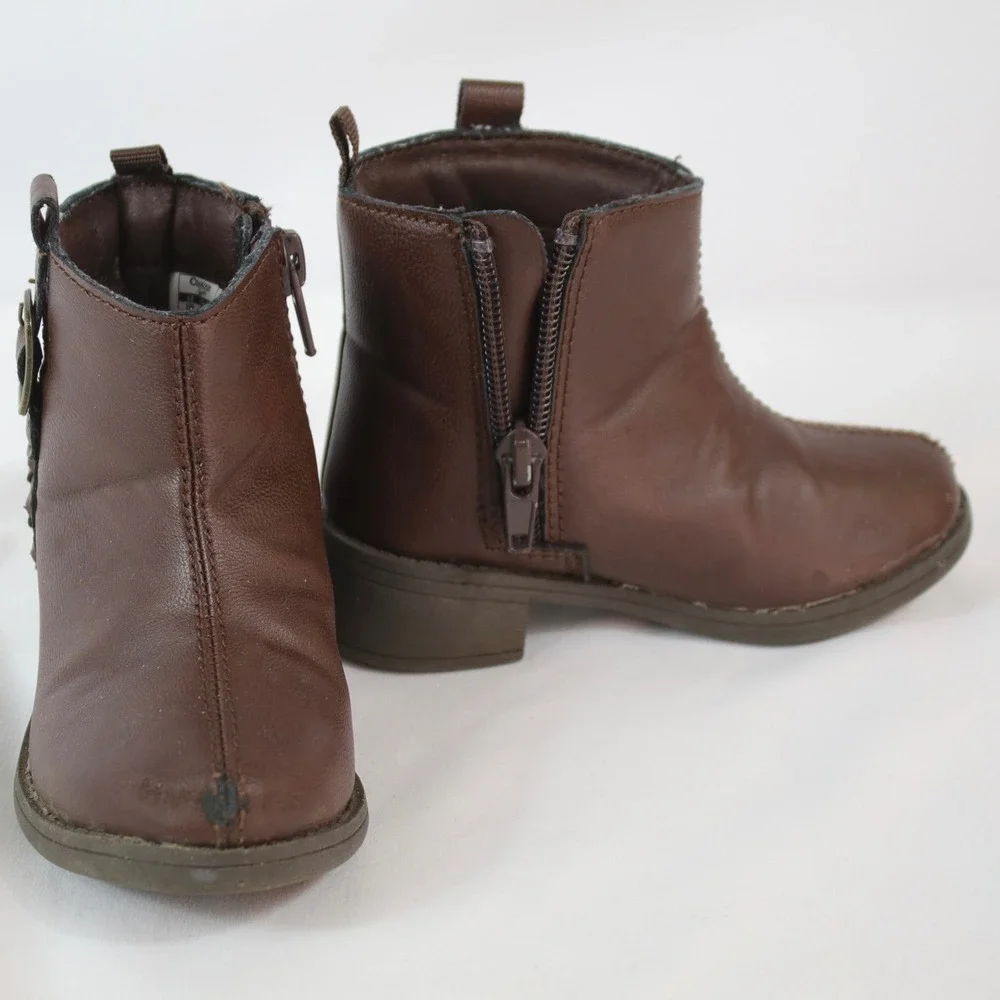 OshKosh Bgosh Shortcake Brown Buckle Zip Ankle Boots Girl's Size 5M‎